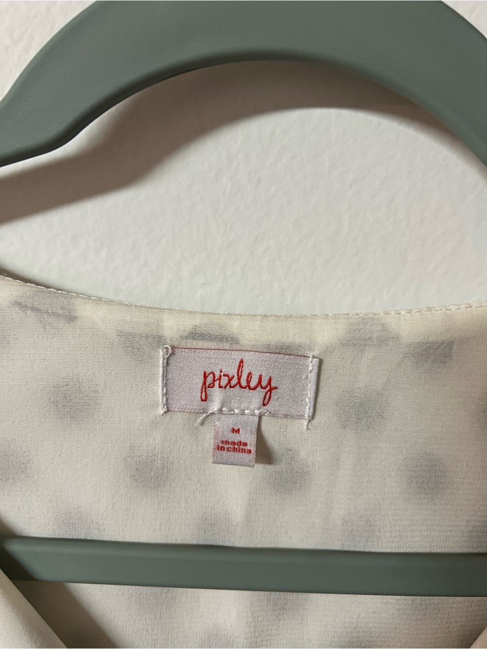 Pixley White Black Polka Dot Short Sleeve Blouse Size Medium Career Office Top - Picture 2 of 3